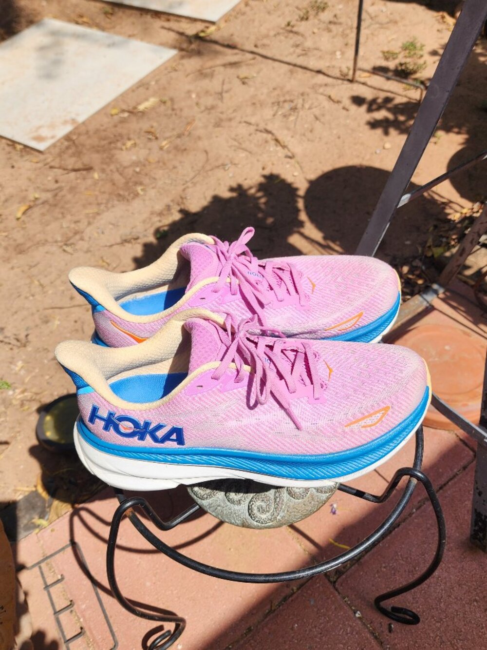 Hoka Clifton 9 Women's Running Shoes Size 9.5B Pink Blue - Picture 1 of 16